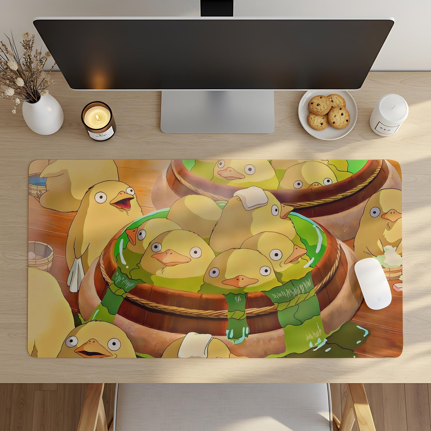 Ghibli Desk Mat: Cozy Black Cat Anime Office Decor