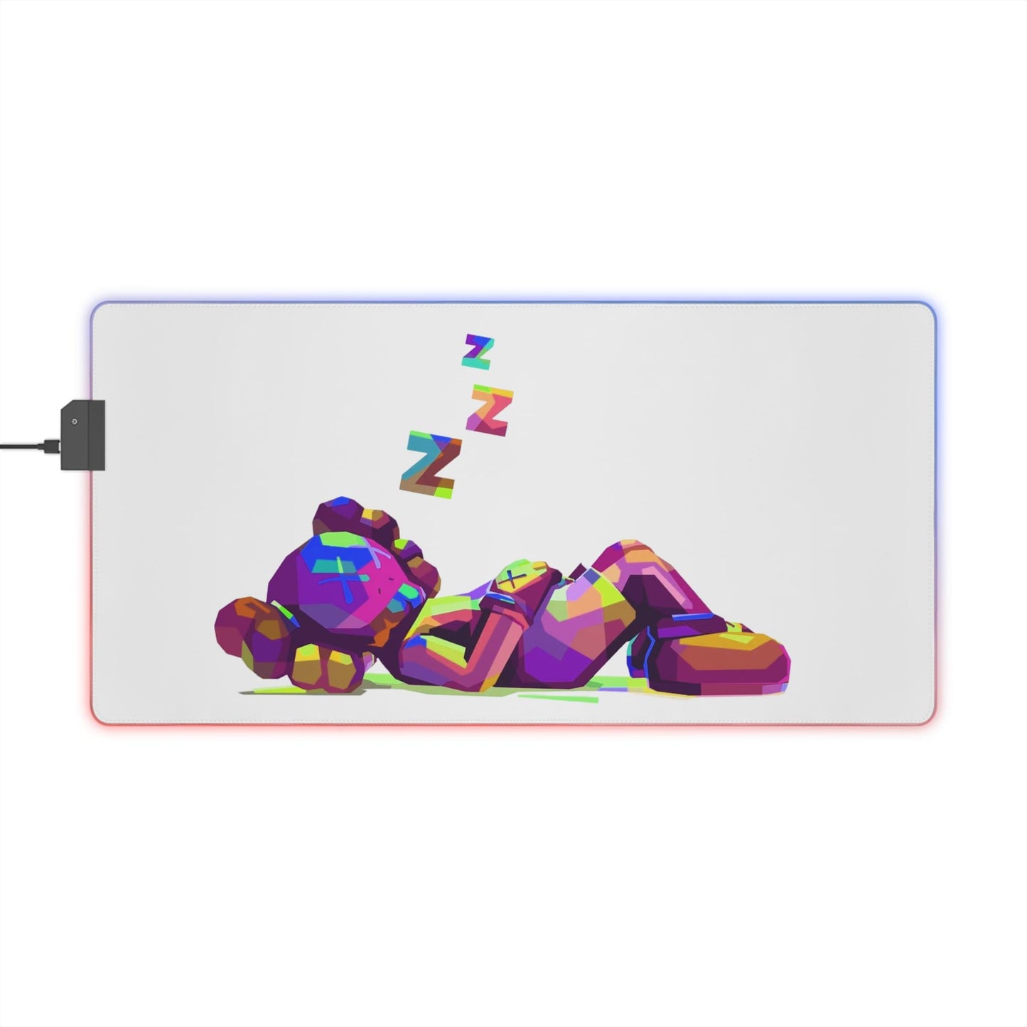 RGB LED Gaming Desk Mat: Colorful Low-Poly Design (24x14 in.), Game Room Decor, Cute Desk Mat