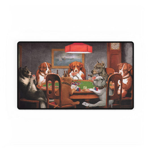 Dogs Playing Poker Desk Mat: Funny Office Decor, 24x14