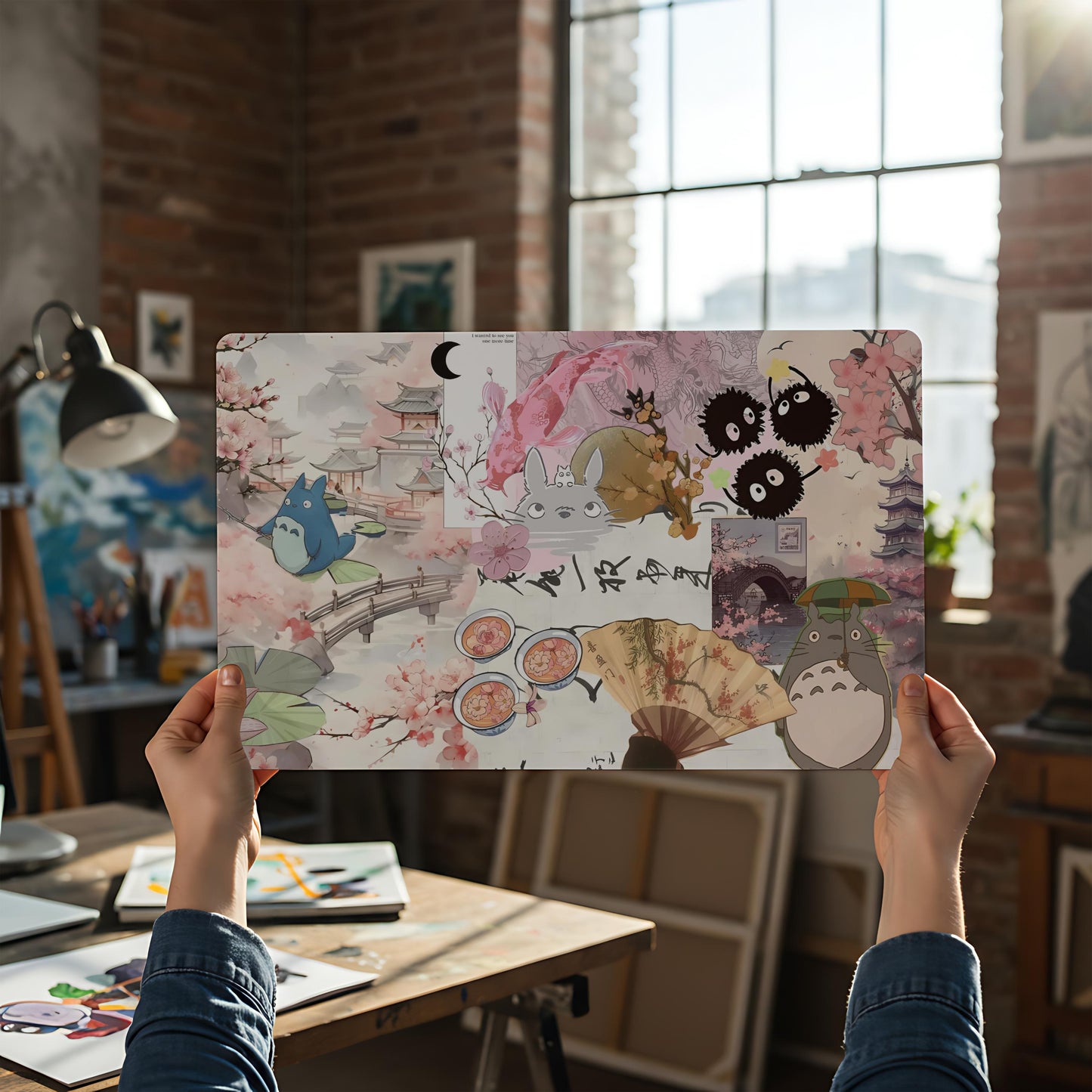 Ghibli Desk Mat: Cozy Black Cat Anime Office Decor